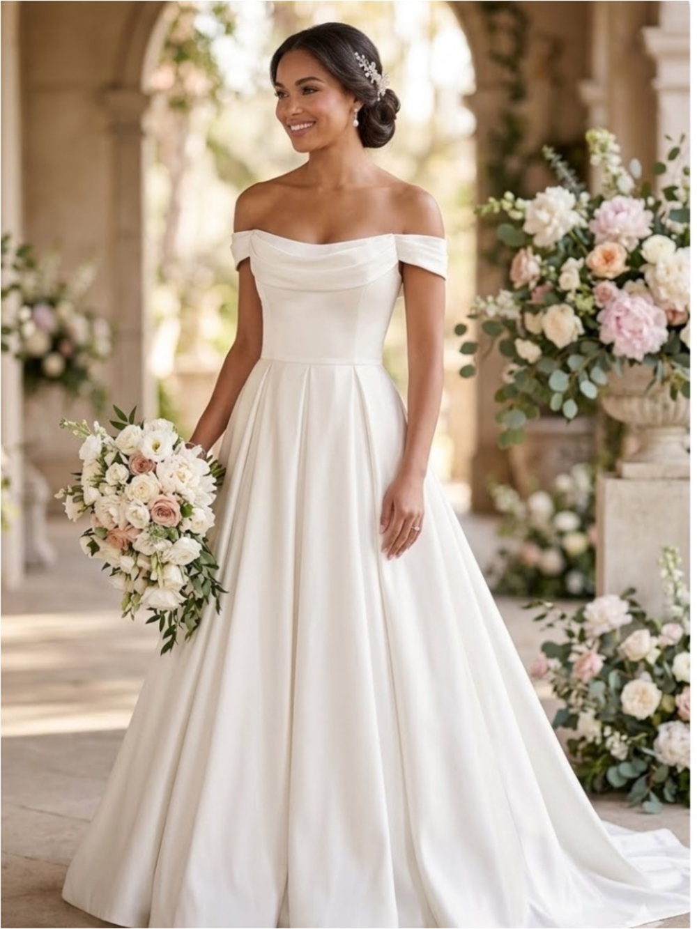 New Lulus Exceptional Vow Elegant Off-Shoulder Ivory Wedding Gown Sz Medium